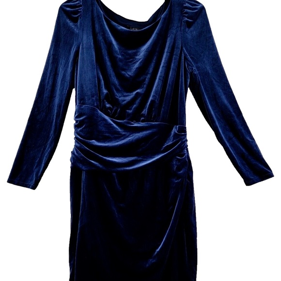 Lauren Ralph Lauren Navy Velvet Midi Dress - Picture 3 of 6